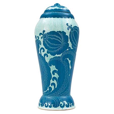Josef Ekberg Gustavsberg Sgraffito Urn, height 68 cm