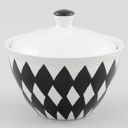 Karin Björquist Gustavsberg Svart Ruter Sugar bowl, height 8 cm