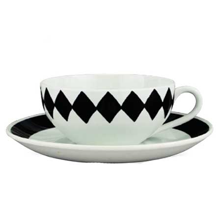 Karin Björquist Gustavsberg Svart Ruter Tea cup, width with handle 12,5 cm