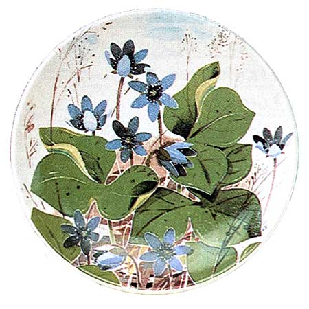 Kirsti Brandt Arabia Provincial Flowers Wall Plaque Sinivuokko (Hepatica)