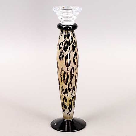 Kjell Engman Kosta Boda Safari Beige/ black candleholder. Model 69355. Height 33 cm