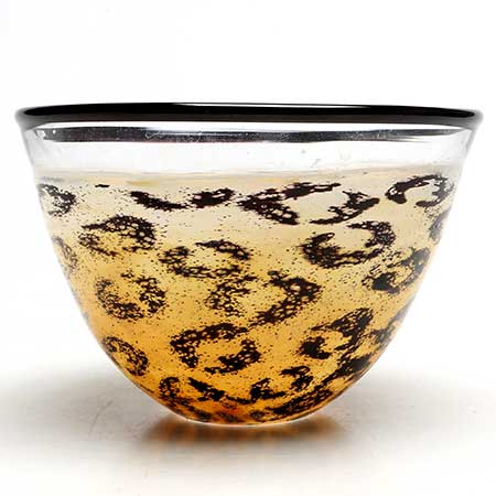 Kjell Engman Kosta Boda Safari Beige/black bowl. Model 59355. Diameter 15 cm
