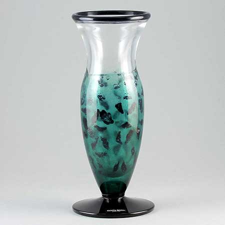 Kjell Engman Kosta Boda Safari Green/black vase. Model 49355. Height 22 cm