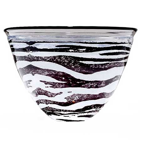 Kjell Engman Kosta Boda Safari White/black bowl. Model 59356. Diameter 27 cm