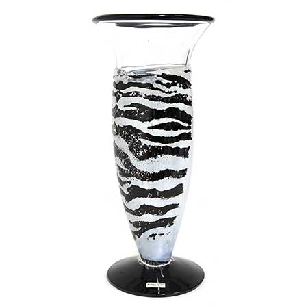 Kjell Engman Kosta Boda Safari White/black vase. Model 49357. Height 31 cm