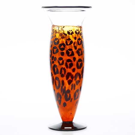 Kjell Engman Kosta Boda Safari Orange/black vase. Model 49358. Height 40 cm