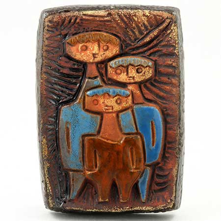 Lars Bergsten Eskilstuna Wall Plaque Family, height 17 cm