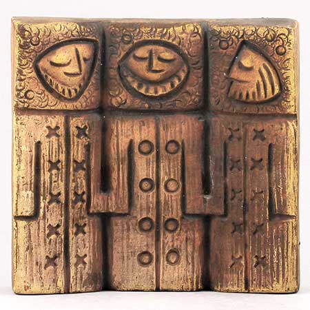Lars Bergsten Eskilstuna Wall Plaque Three Men, width 17 cm