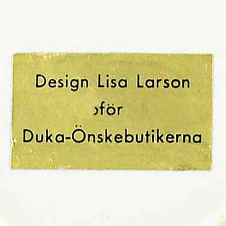 Lisa Larson Duka Tableware The lower side of a Duka tableware