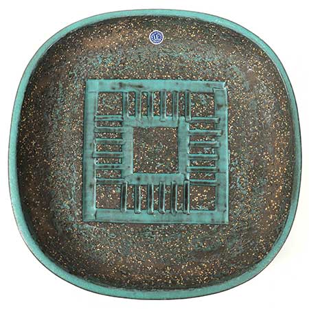 Mari Simmulson Upsala Ekeby Patina Dish. Model 7025M. Length 24,5 cm
