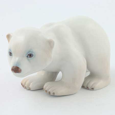 Merete Agergaard Bing & Gröndahl and Royal Copenhagen Standing polar bear cub, model 535. Manufactured by Bing & Grøndahl as model 2535 before the 1987 merger with Royal Copenhagen