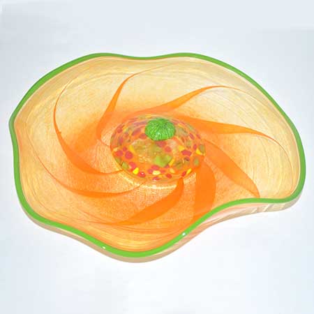 Monica Backström Kosta Boda Fantasia Orange dish, model 79555, diameter 15 cm