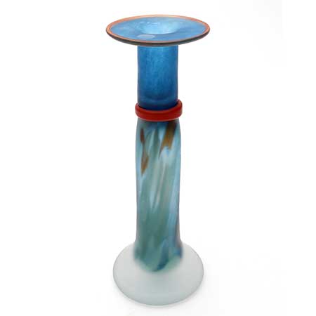 Monica Backström Kosta Boda Candy Blue candleholder, model 69140, height 21 cm