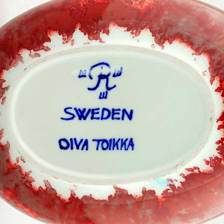 Oiva Toikka Rörstrand Lower side of a Granat object 