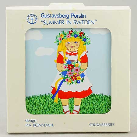 Pia Rönndah Gustavsberg Original box of a Summer in Sweden wall plaque