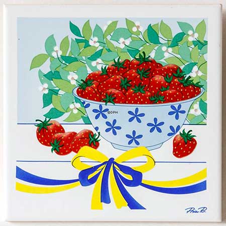 Pia Rönndah Gustavsberg Summer in Sweden Wall Plaques Strawberries