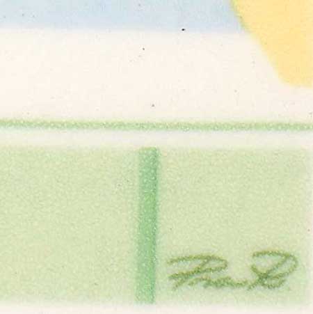 Pia Rönndah Gustavsberg Front side signature of a Villa Rosa wall plaque