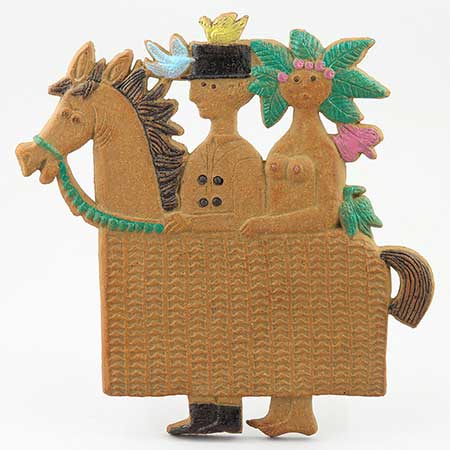 Stig Lindberg väggplatta Pepparkaks-serien: Ridande par, 1970-tal