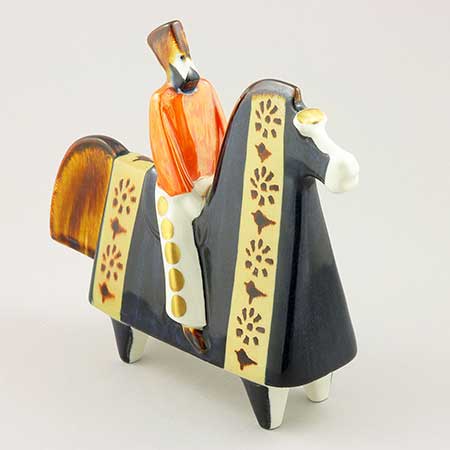Timo Sarvimäki Rörstrand Figurine Cossack rider Maxim, length 21 cm