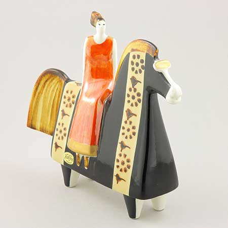 Timo Sarvimäki Rörstrand Figurine Cossack rider Olga, length 24 cm