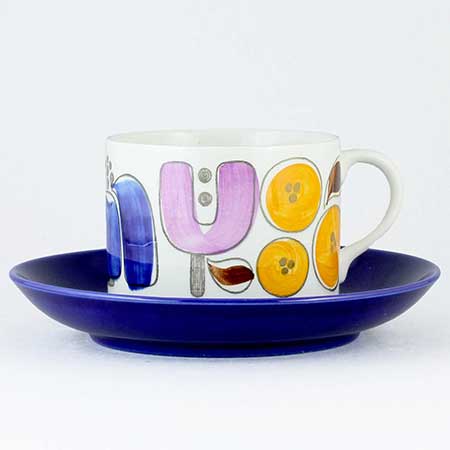 Timo Sarvimäki Rörstrand Karneval Cup with saucer, height 6,5 cm