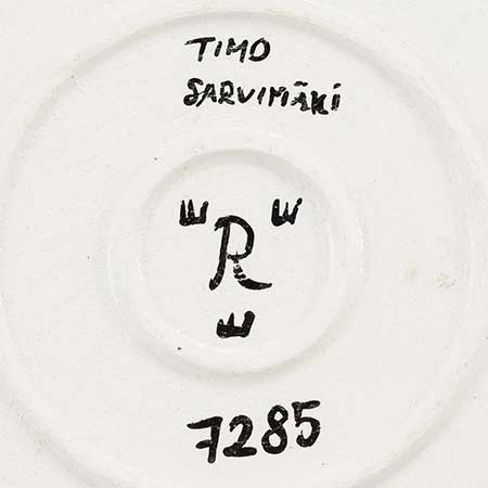 Timo Sarvimäki Rörstrand Signature with number on a unique object