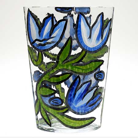 Ulrica Hydman-Vallien Blossom Vase. Model 40022 (blue) and 40023 (red). Height 34,5 cm