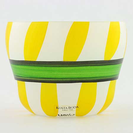 Ulrica Hydman-Vallien Kosta Boda Ribbon Yellow bowl (model 59828), diameter 11 cm
