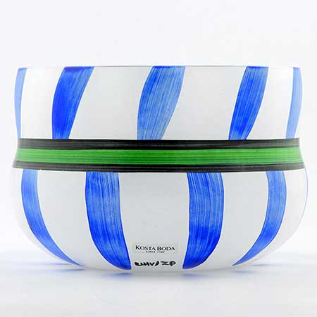 Ulrica Hydman-Vallien Kosta Boda Ribbon Blue bowl (model 59839), diameter 15 cm