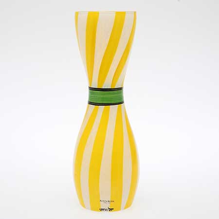 Ulrica Hydman-Vallien Kosta Boda Ribbon Yellow vase (model 49803)