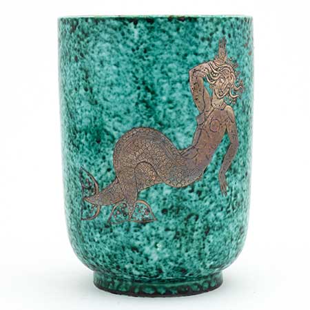 Wilhelm Kåge Gustavsberg Argenta vase model sjöjungfru