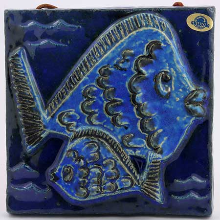 Willy Fischer Ego Stengods and Stengods Fischer Wall Plaque Fish, width 20 cm