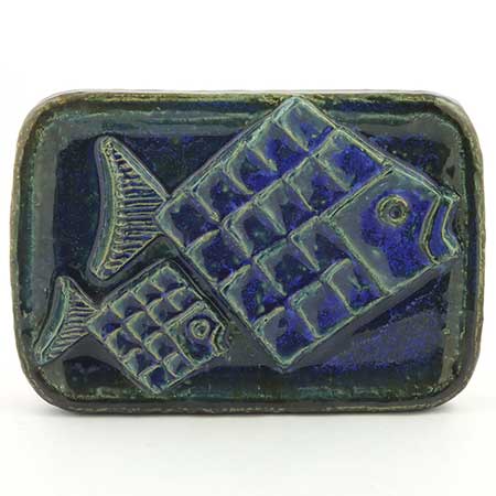 Willy Fischer Ego Stengods and Stengods Fischer Wall Plaque Fish, width 26 cm