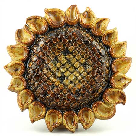 Willy Fischer Ego Stengods and Stengods Fischer Wall Plaque Sunflower, diameter 32 cm