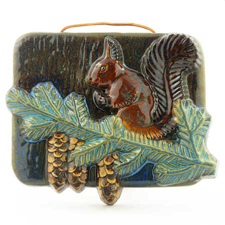 Willy Fischer Ego Stengods and Stengods Fischer Wall Plaque Squirrel, width 27 cm / 10.6 in