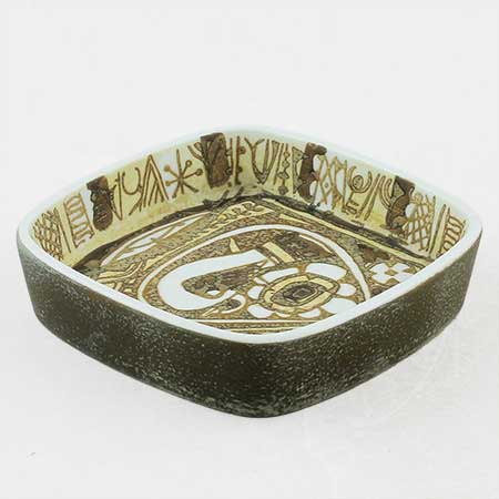 Aluminia and Royal Copenhagen Baca Bowl, model 2882, length 11 cm (4.3 in)