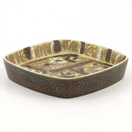 Aluminia and Royal Copenhagen Baca Bowl, model 2883, length 17 cm