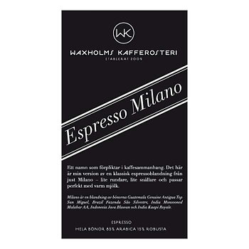 Waxholms Kafferosteri - Espresso Milano - Mörkrostade kaffebönor - 500g