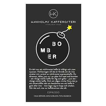 Waxholms Kafferosteri - Espresso Bomber Svart -  Mörkrostade kaffebönor - 500g