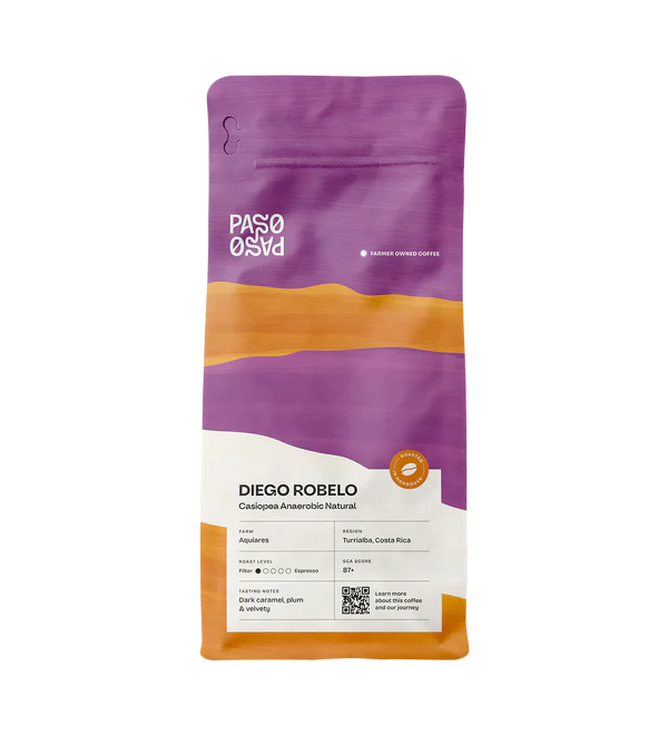 Paso Paso - Diego Robelo - Casiopea Anaerobic Natural - Costa Rica - Ljusrostade hela kaffebönor - 250g