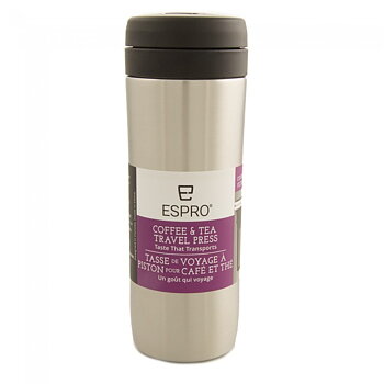 Espro - Travel Coffee and Tea Press - Brushed stainless Steel - Presskanna som gör kaffe eller te i spillfri termosmugg