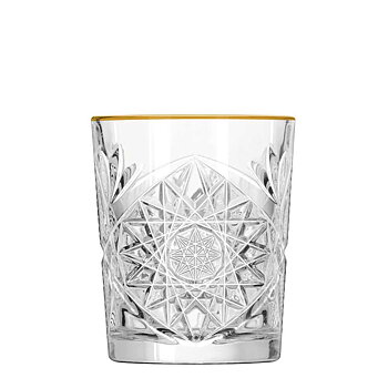 Aunt Hobbit Hobstar - 35,5cl - Klassiskt Hobstarglas med guldkant - Latteglas, Whiskeyglas, drinkglas, libbey - 6-pack