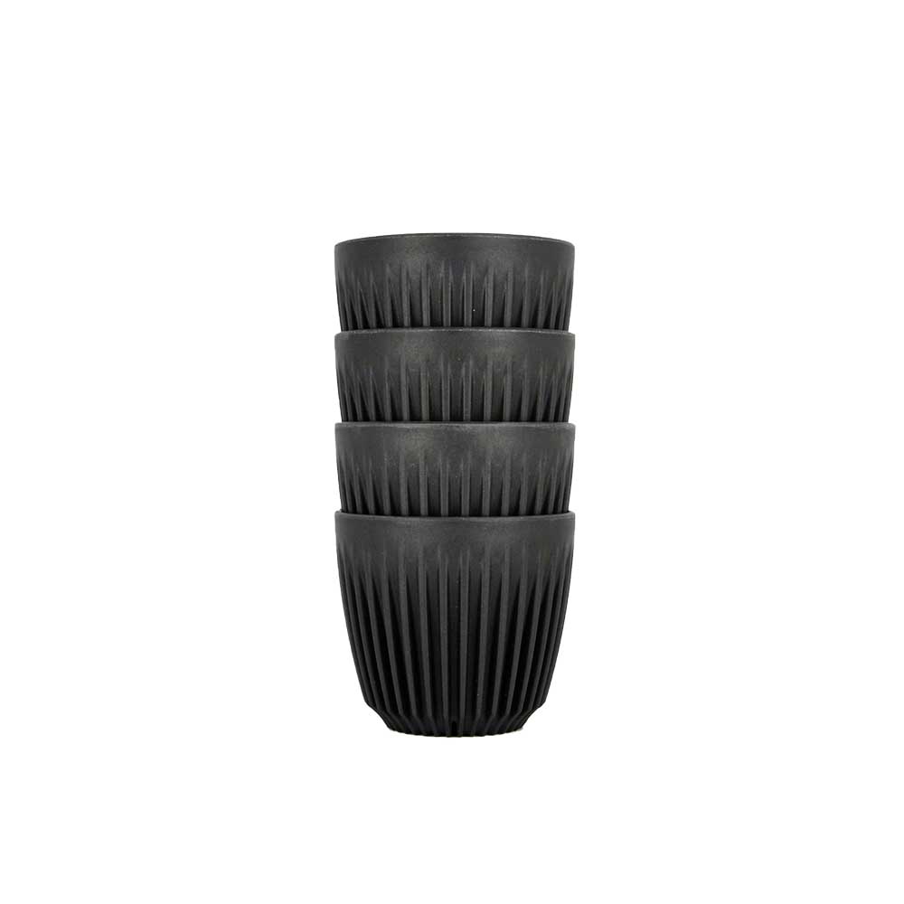 HuskeeCups - Take Away mugg - Tillverkad av restprodukter från kaffebönan - Kolfärgad - 4-pack - 4