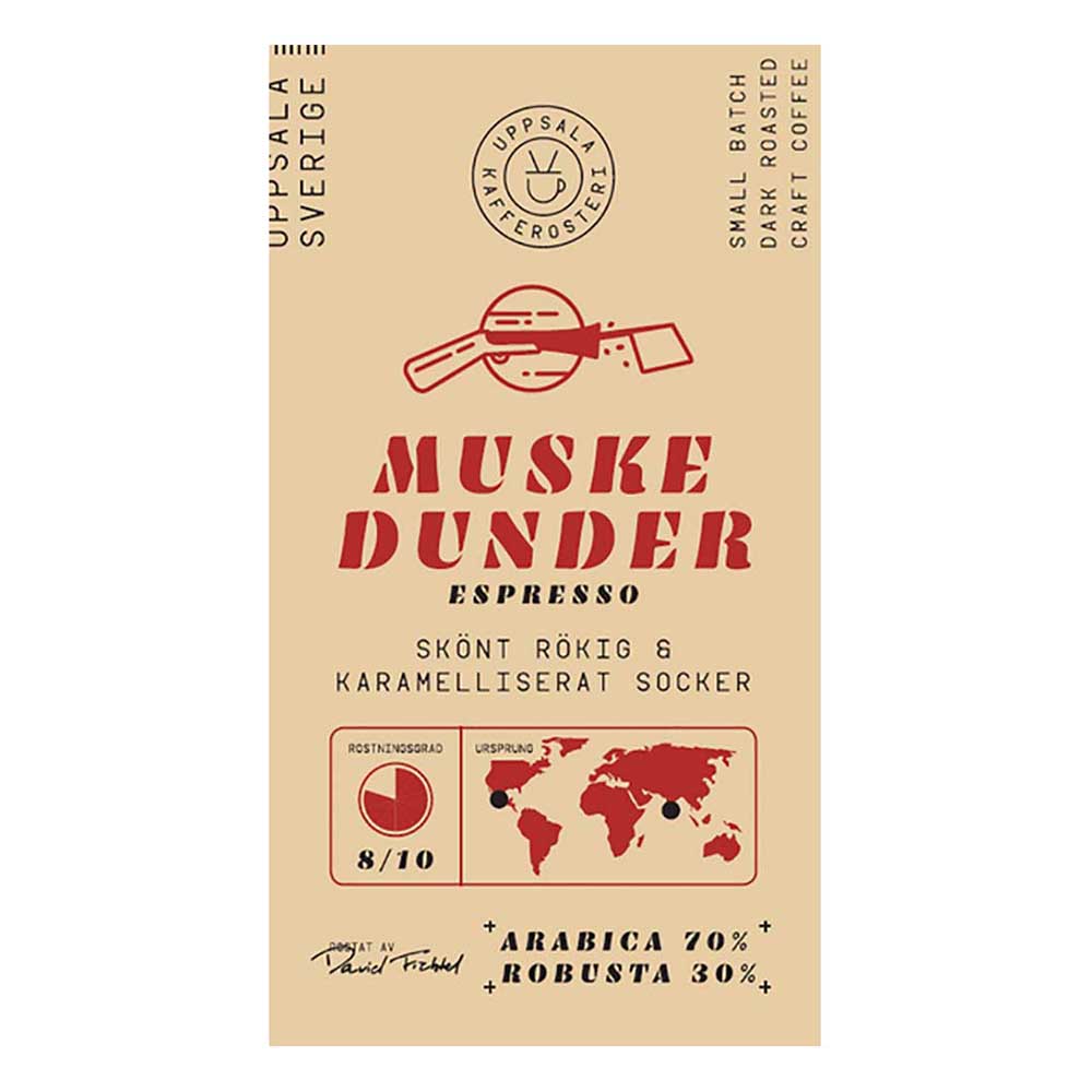 Uppsala Kafferosteri - Muskedunder - Mörkrostade kaffebönor - 250g - 2