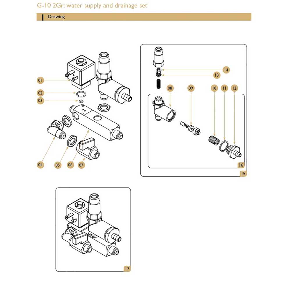 Reservdelar - Expobar - G10 2GR - G10 Mini 2GR - Water supply / Drainage set