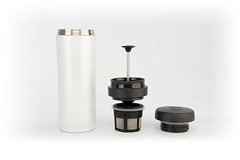 Espro - Travel Coffee Press - Bright White - Presskanna som gör kaffe i spillfri termosmugg