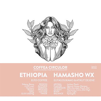 Coffea Circulor - Hamasho WX  - Ethiopia - Ljusrostade hela kaffebönor - 250g