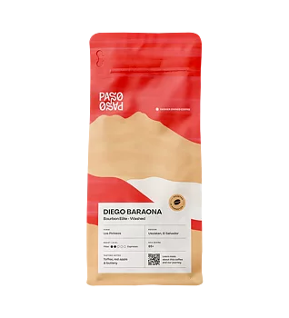 Paso Paso - Diego Baraona - Bourbon Elite Washed - El Salvador - Ljusrostade hela kaffebönor - 250g