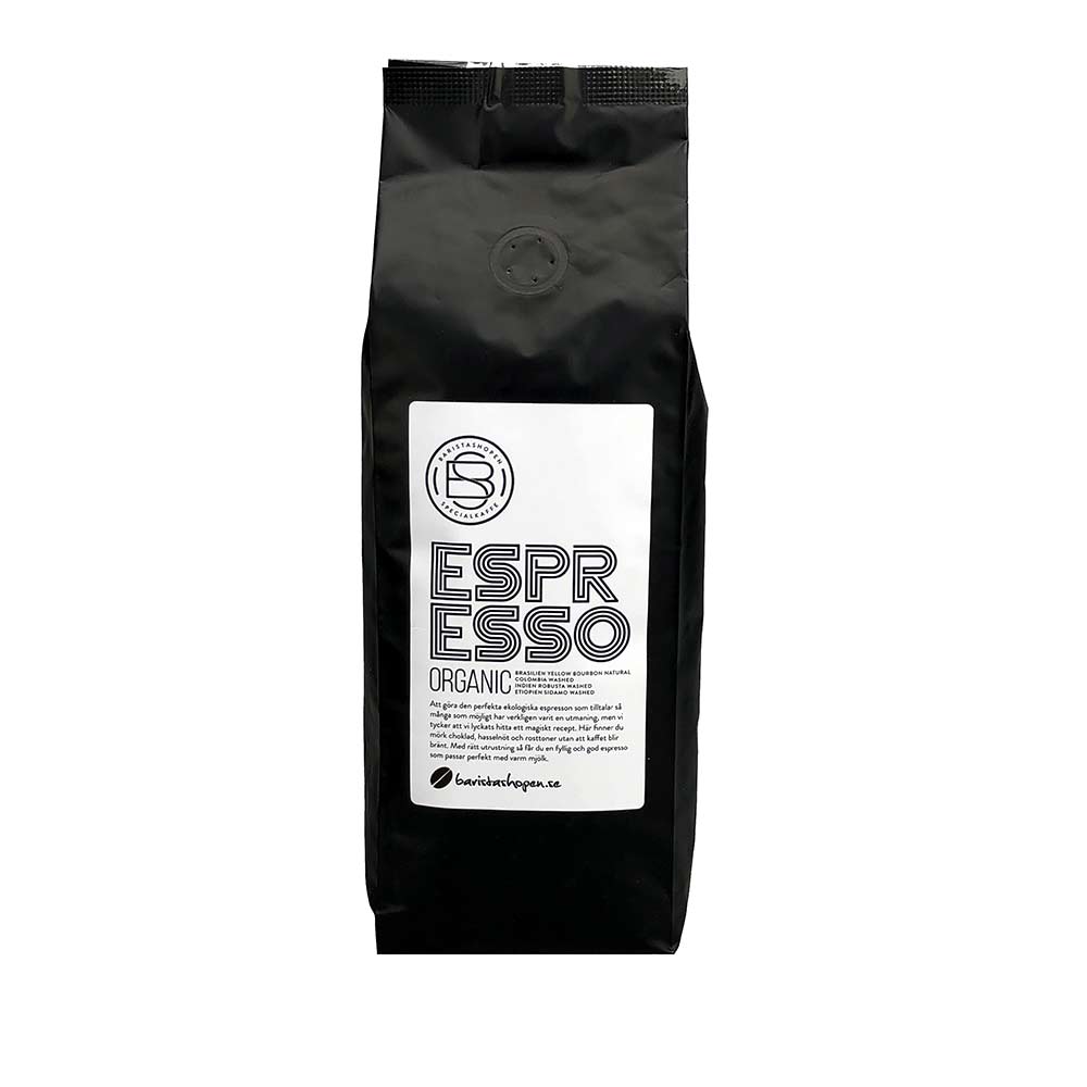 Baristashopen - Espresso Organic - Ekologisk espresso - Ekologiskt (SE-EKO-03) mörkrostade kaffebönor - 1000g  - 2