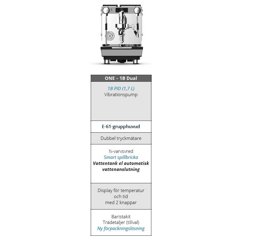 Crem - ONE - 1B Dual - Vibrationspump - Espressomaskin - 2